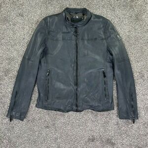 Mauritius Lamb Leather Jacket Womens XL Blackish Gray Zip Pockets Lined Interior